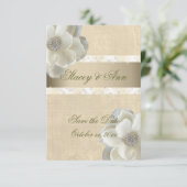 Schöne, Save the Date weiße Rosen & Bling. (Stehend Vorderseite)