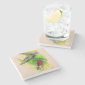 Schöne Scarlet Tanager Malerei Steinuntersetzer (Seitenansicht)