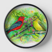 Schöne Scarlet Tanager Uhr (Vorderseite)