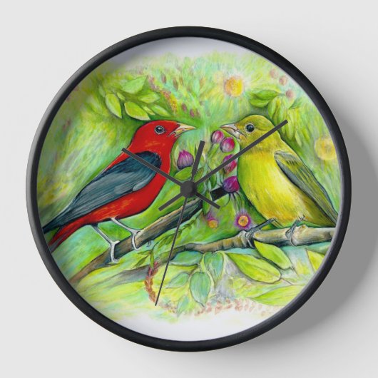 Schöne Scarlet Tanager Uhr (Vorderseite)