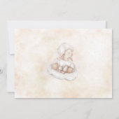 Schöne, schaf-rosa Wolkensterne 1. Geburtstag Einladung (Rückseite)