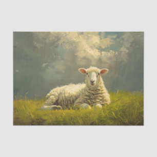 Schöne Schafe auf einem Feld Ölmalerei Decoupage Seidenpapier