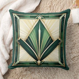 Schöne Schattierungen von Green Art Deco Cushion. Kissen