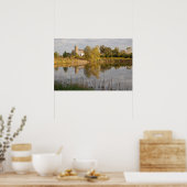 Schöne Scheune und Bauernhof reflektiert im Teich Poster (Küche)