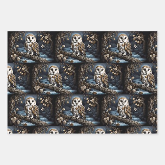 Schöne Scheuneneule auf einem Zweig Geschenkpapier Set (Vorderseite 3)