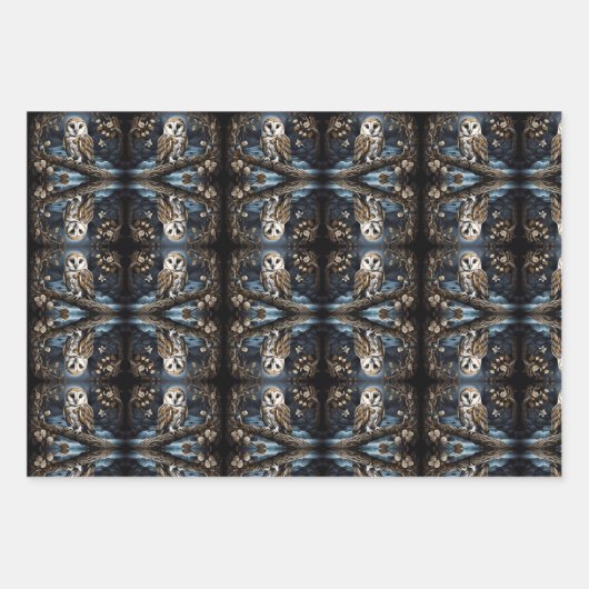 Schöne Scheuneneule auf einem Zweig Geschenkpapier Set (Vorderseite 2)