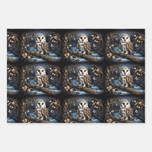Schöne Scheuneneule auf einem Zweig Geschenkpapier Set (Vorderseite)