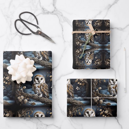 Schöne Scheuneneule auf einem Zweig Geschenkpapier Set (Vorderseite)