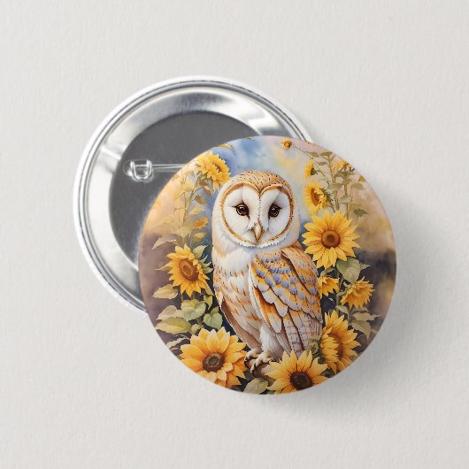 Schöne Scheunenschale und Sonnenblumen Button (Vorne & Hinten)