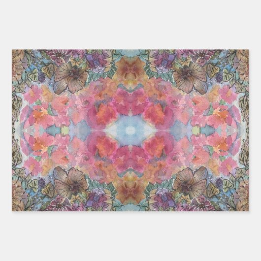 Schöne, schicke Blumengarten Wasserfarben Malerei Geschenkpapier Set (Vorderseite 2)