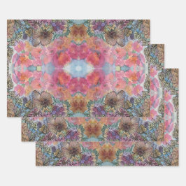 Schöne, schicke Blumengarten Wasserfarben Malerei Geschenkpapier Set