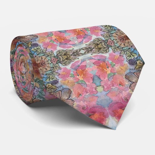 Schöne, schicke Blumengarten Wasserfarben Malerei Krawatte (Gerollt)