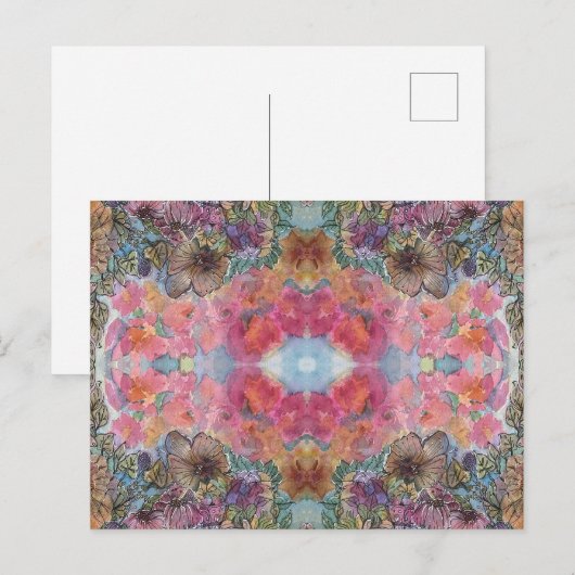 Schöne, schicke Blumengarten Wasserfarben Malerei Postkarte (Vorne/Hinten)