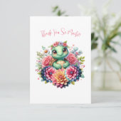 Schöne Schildkröte mit Blumen dank Karte (Stehend Vorderseite)