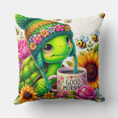 Schöne Schildkröte mit Tasse Kissen (Rückseite)