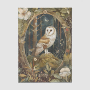 Schöne Schleiereule, eingerahmt vom Wald Seidenpapier