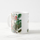 Schöne Schleiereule und Vintage-Blumen Kaffeetasse (Vorderseite Links)