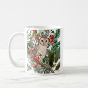 Schöne Schleiereule und Vintage-Blumen  Kaffeetasse