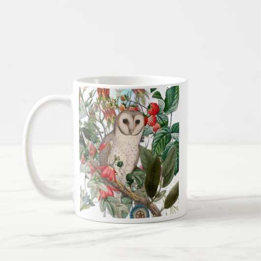 Schöne Schleiereule und Vintage-Blumen Kaffeetasse (Links)