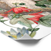 Schöne Schleiereule und Vintage-Blumen Poster (Ecke)