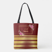 Schöne, schmale goldene Streifen Monogramm Girenna Tasche (Rückseite)
