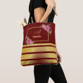 Schöne, schmale goldene Streifen Monogramm Girenna Tasche (Von Nahem)