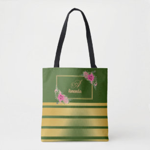 Schöne, schmale goldene Streifen Monogramm Girenna Tasche