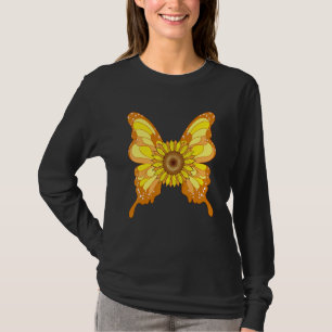 Schöne Schmetterling Gelbe Blume Gärtner Hippie T-Shirt
