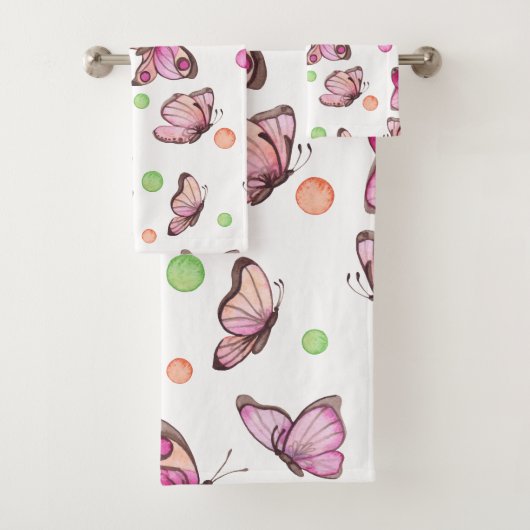 Schöne Schmetterling- & Polka-Punkte - Badhandtuch Set (Insitu)