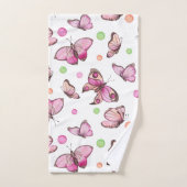 Schöne Schmetterling- & Polka-Punkte - Badhandtuch Set (Handtuch)