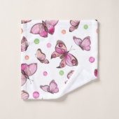 Schöne Schmetterling- & Polka-Punkte - Badhandtuch Set (Waschlappen)
