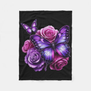 Schöne Schmetterling Purpurrose Schmetterlingslieb Fleecedecke