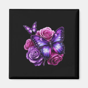 Schöne Schmetterling Purpurrose Schmetterlingslieb Magnet