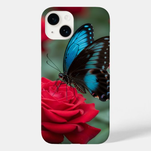 Schöne Schmetterling-Rote Rosen - Atemberaubend Case-Mate iPhone Hülle (Rückseite)