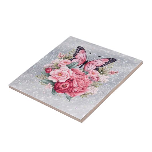 Schöne Schmetterling und Blume Fliese (Seite)