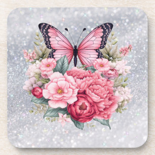 Schöne Schmetterling und Blume Getränkeuntersetzer
