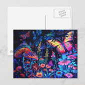Schöne Schmetterling- und Pilzfantasie Postkarte (Vorne/Hinten)