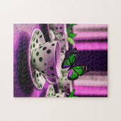 Schöne Schmetterlinge auf Polka-Dot Cups Puzzle (Horizontal)