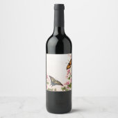 Schöne Schmetterlinge Blumenweinetikett Weinetikett (Vorderseite)