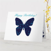 Schöne Schmetterlinge in blau Karte (Gelbe Blume)