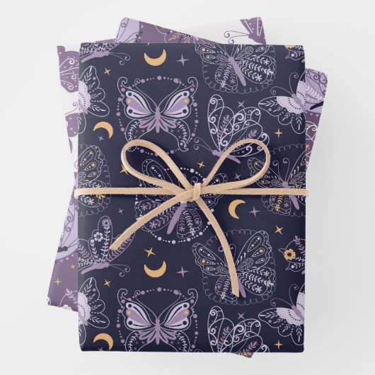 Schöne Schmetterlinge in Lila Geschenkpapier Set (Beispiel)