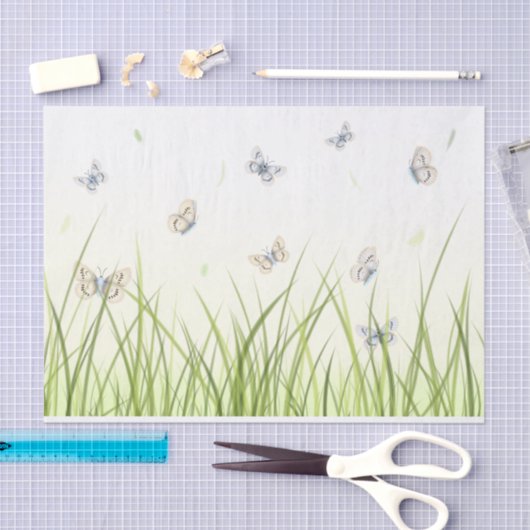 Schöne Schmetterlinge in Sunlit Grass Ethereal Seidenpapier (Handwerk)