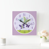 Schöne Schmetterlinge Kinderuhr Quadratische Wanduhr (Zuhause)
