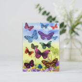Schöne Schmetterlinge mit hübschen Blume Postkarte (Stehend Vorderseite)