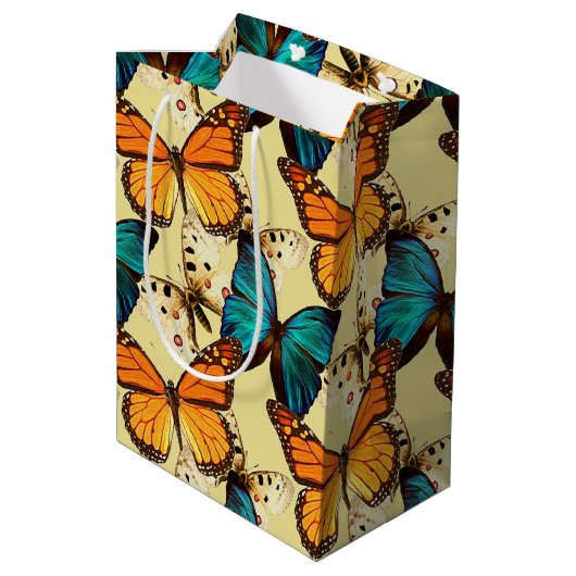 Schöne Schmetterlinge Mittlere Geschenktüte (Rückseite Schrägansicht)