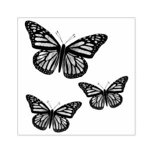 Schöne Schmetterlinge Monarchen Hand Drawn Gummistempel