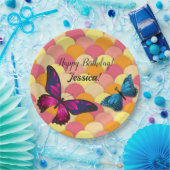 Schöne Schmetterlinge Orange Scallops Pappteller (Party)