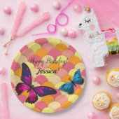 Schöne Schmetterlinge Orange Scallops Pappteller (Party)