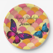 Schöne Schmetterlinge Orange Scallops Pappteller (Vorderseite)