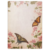 Schöne Schmetterlinge u. Vintage Blüte Klemmbrett (Rückseite)
